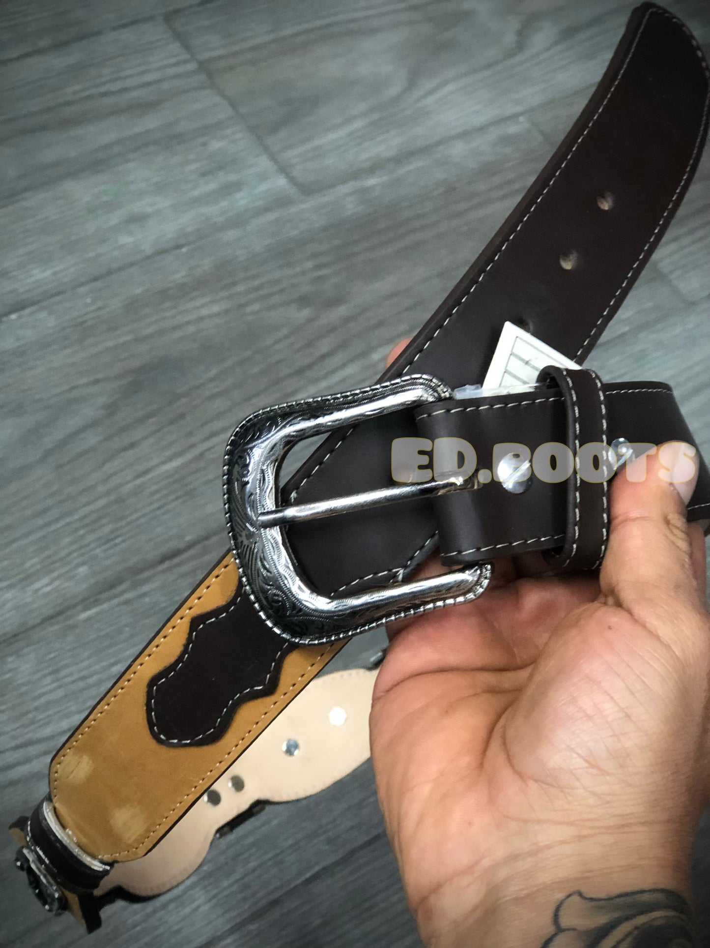 Genuine leather belt longhorn by Ed