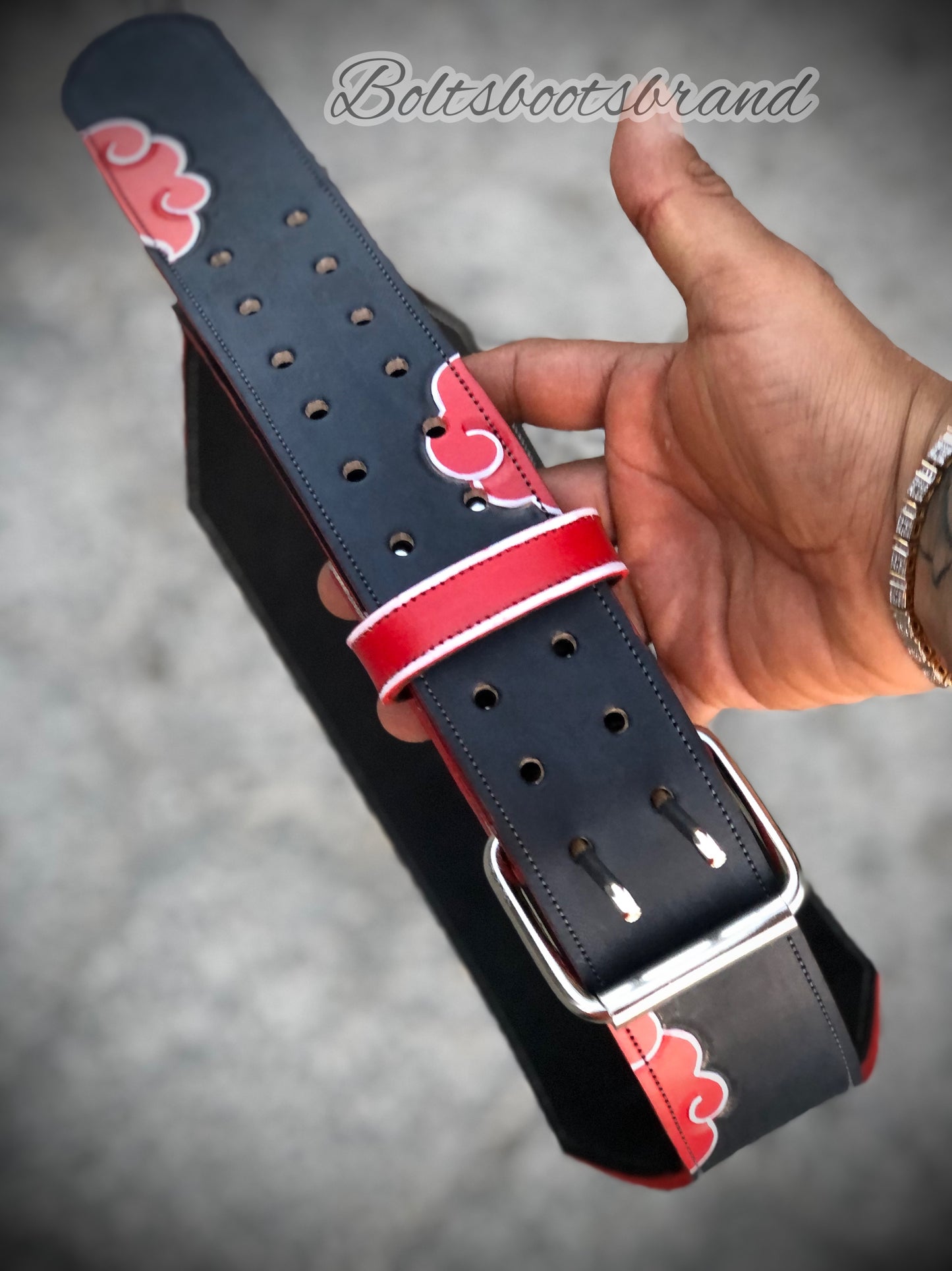 Naruto edition handtooled weight belt by Boltsbootsbrand
