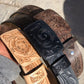 Natural handtooled belt