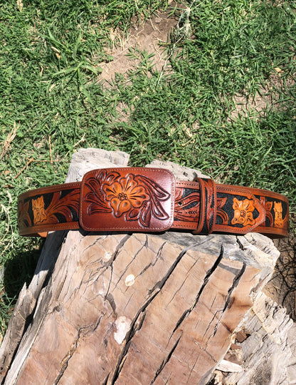Mahogany 🧶 handtooled belt